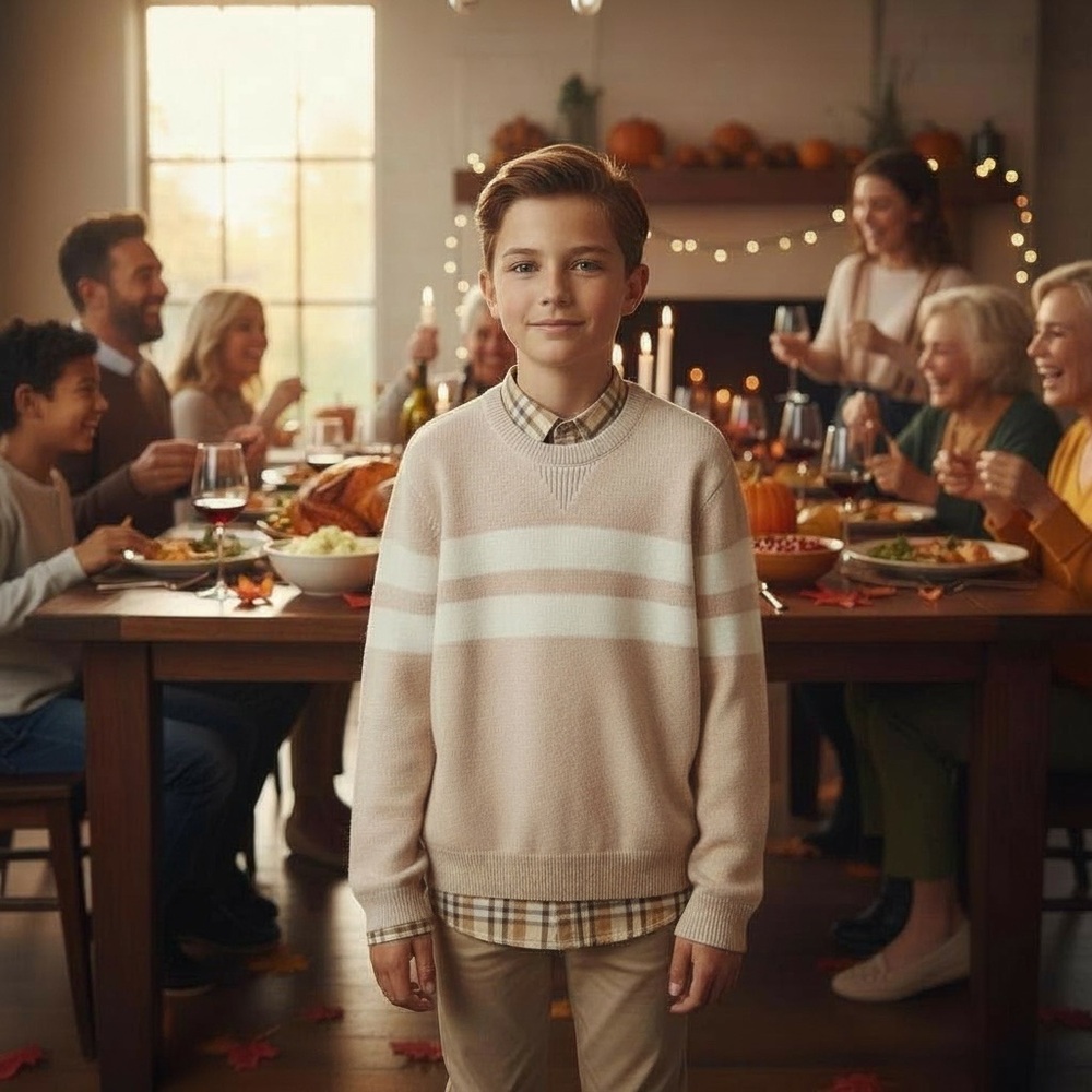 NWT GAP Boys Tan and Cream 100% Cotton Sweater‎ Thanksgiving Casual Classic
